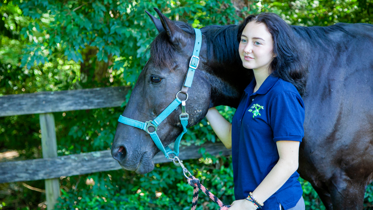 Camp counselor with a horse.